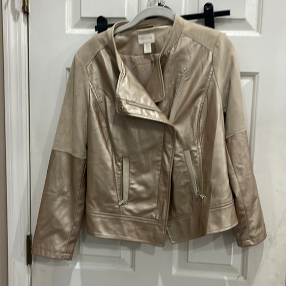 Chicos mixed material moto jacket champagne color - Picture 1 of 3